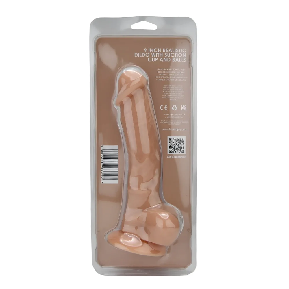 Loving Joy Dildo Realista de Silicone 9 Polegadas com Ventosa e Testículos Baunilha