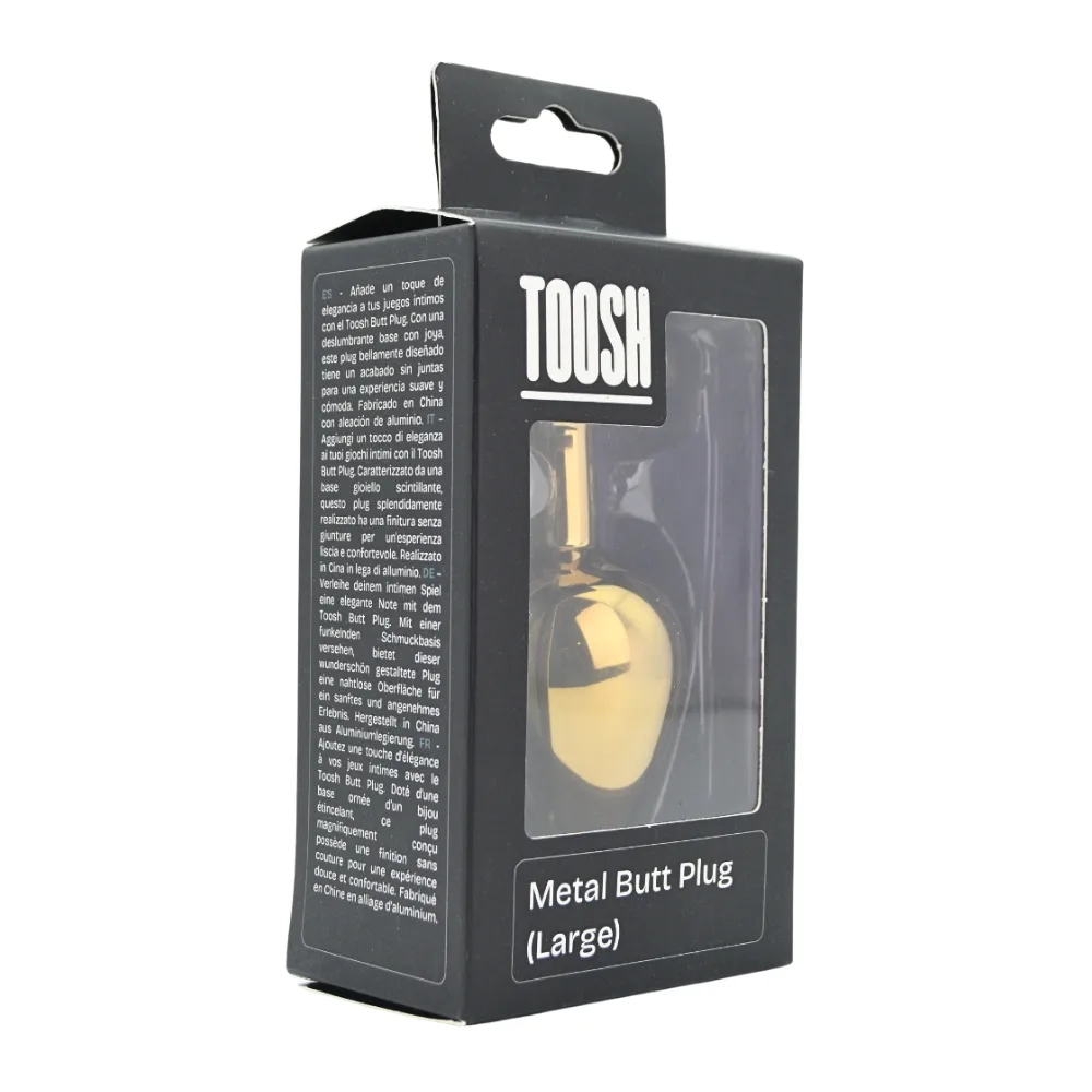 Toosh Plug Anal de Metal Dourado Grande Pedra Transparente