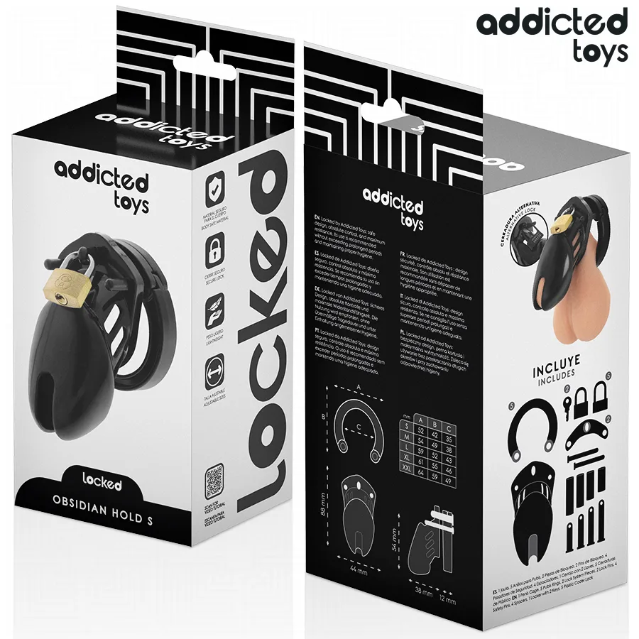 ADDICTED TOYS LOCKED - GAIOLA DE PÊNIS DE OBSIDIANA TAMANHO S