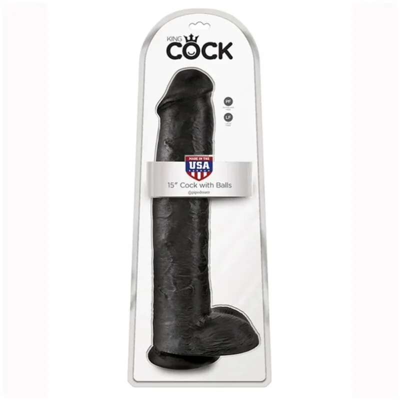 King Cock - Realistic Dildo with Testicles 38 cm Black