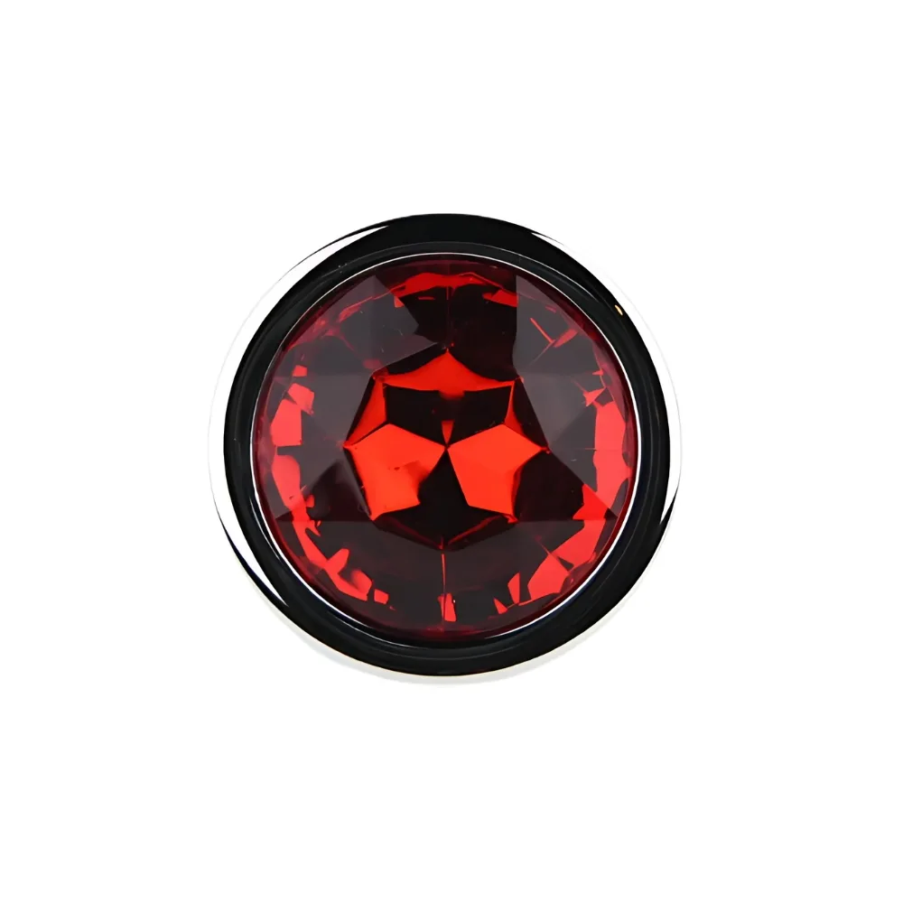 Toosh Silver Metal Butt Plug Medium Red Stone