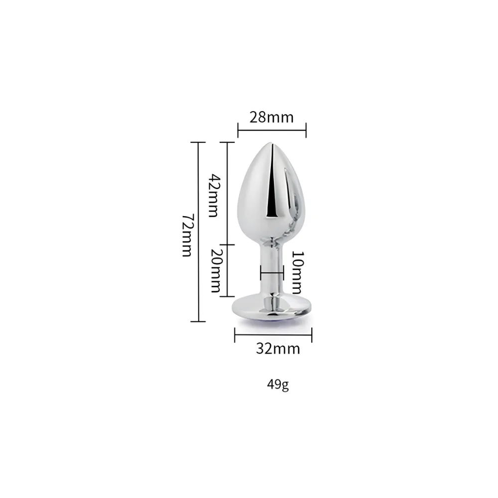 Toosh Plug Anal de Metal Prateado Pequeno Pedra Rosa