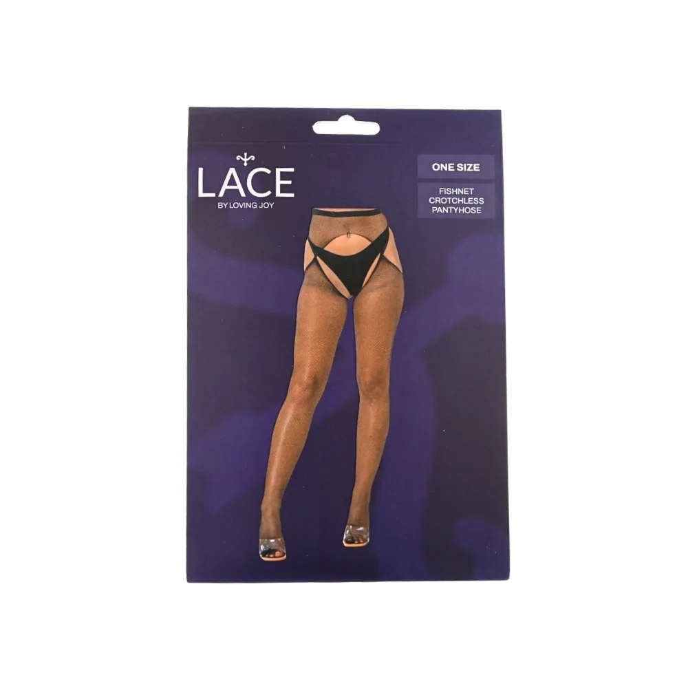 Lace by LJ Collants de Rede Sem Entrepernas Preto