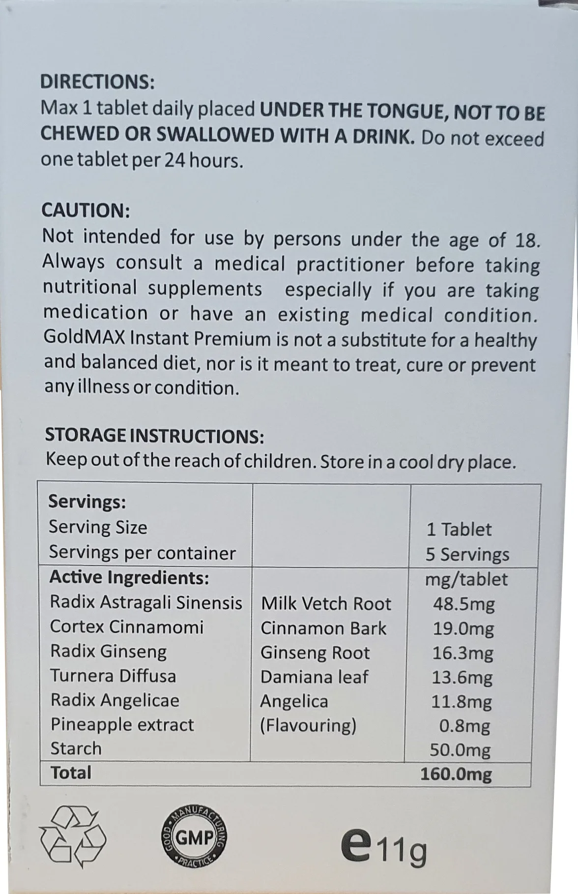 GoldMAX Instant Premium x5 Cápsulas