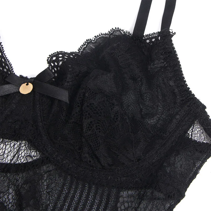 SUBBLIME - 955618 LACE BODYSUIT WITH BOTTOM CLOSURE BLACK S/M