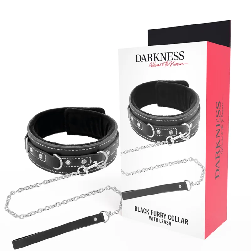 Darkness - Colar de Couro de Alta Qualidade com Trela