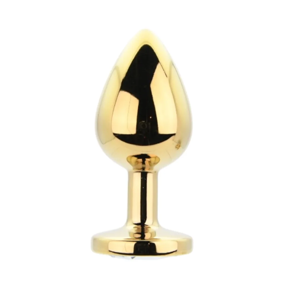 Toosh Plug Anal de Metal Dourado Conjunto de 3 Pedra Transparente
