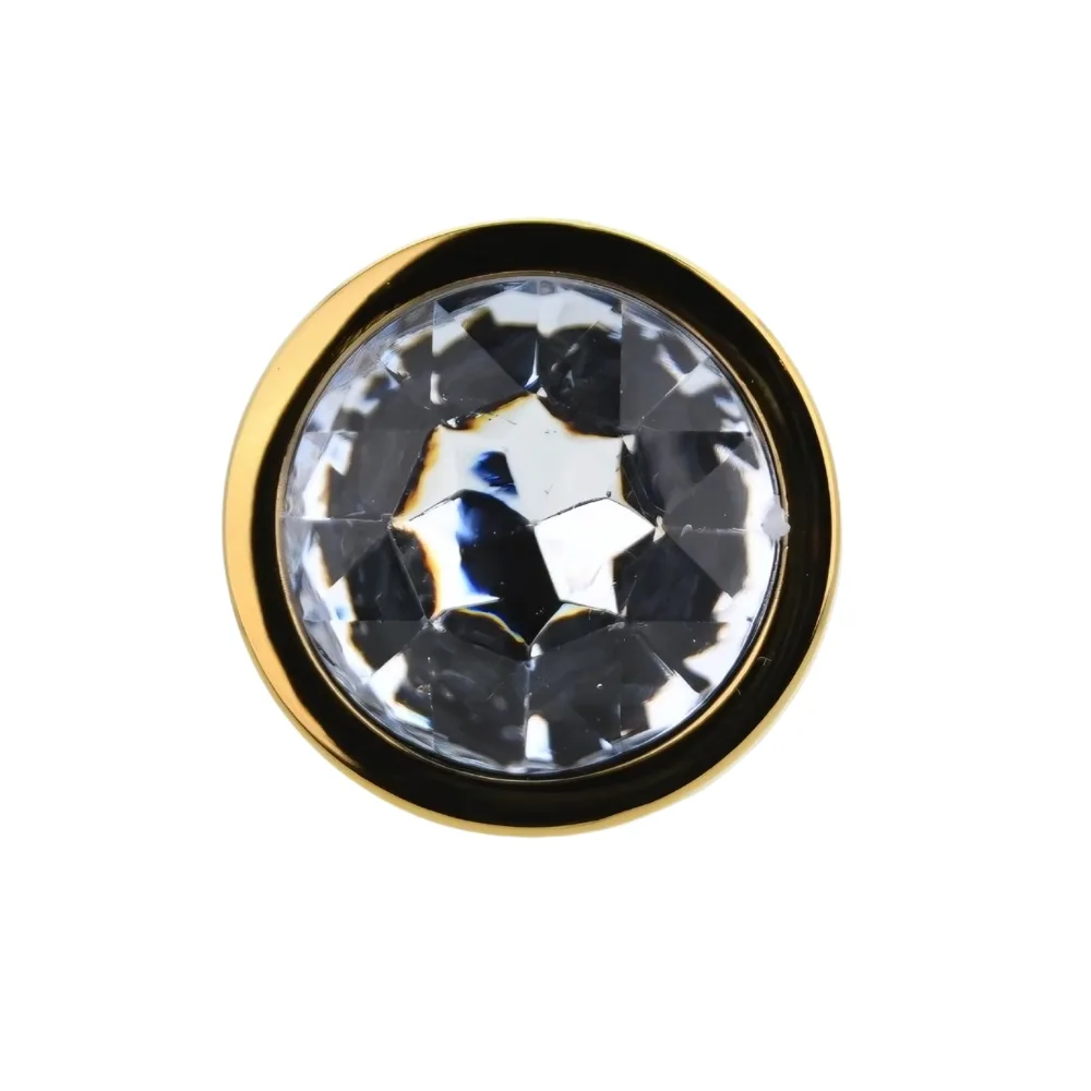 Toosh Plug Anal de Metal Dourado Médio Pedra Transparente