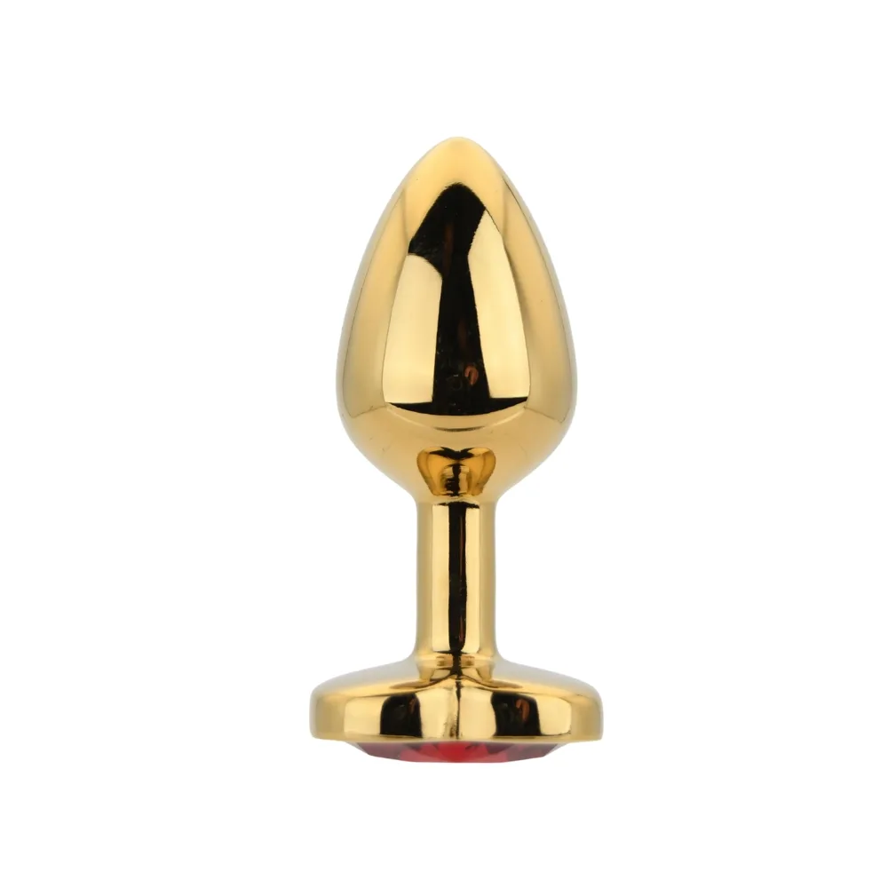 Toosh Plug em Forma de Coração Dourado com Pedra Vermelha Pequeno