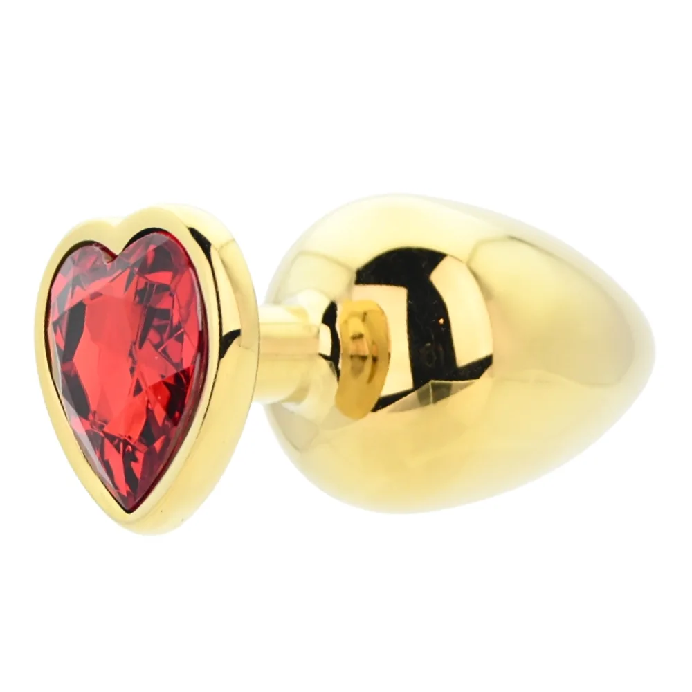 Toosh Heart Shaped Gold with Red Stone Large