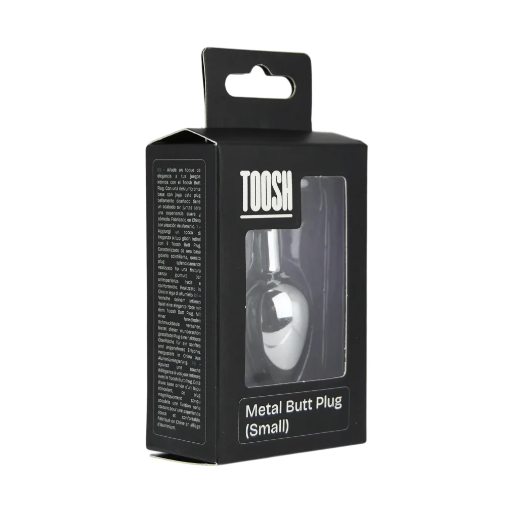 Toosh Plug em Forma de Coração Prateado com Pedra Vermelha Pequeno