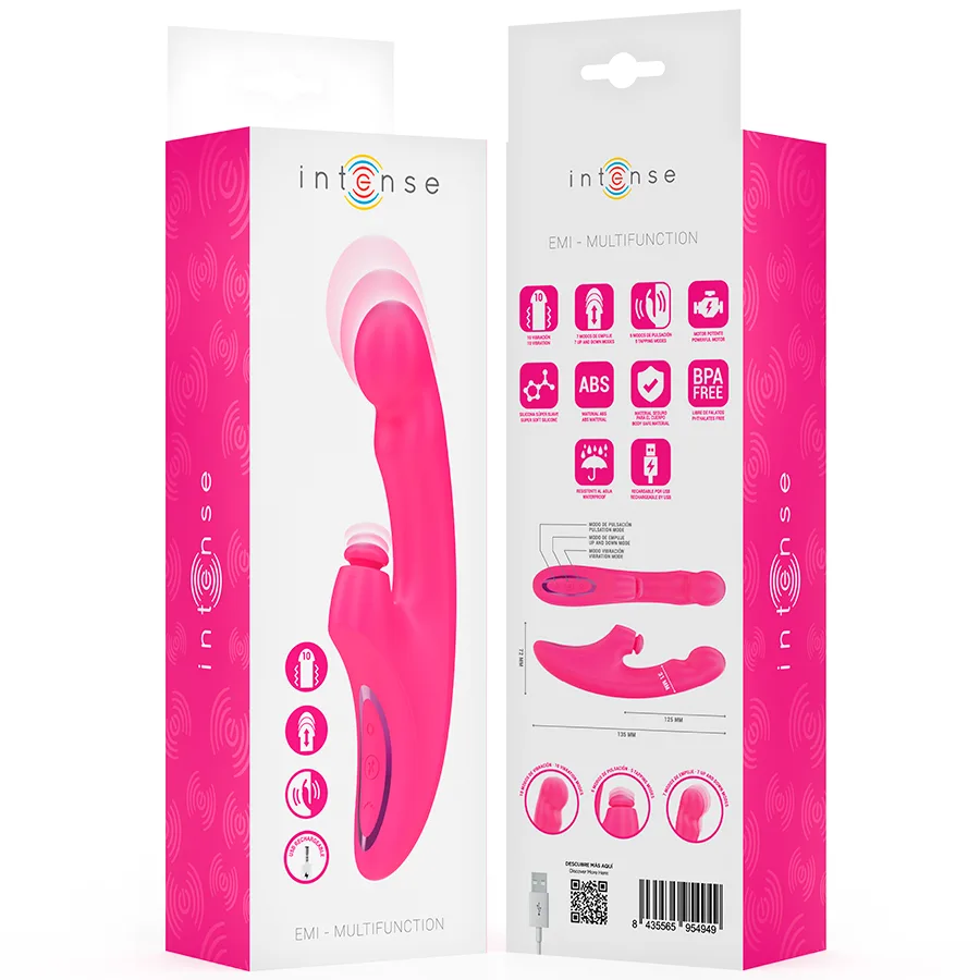 INTENSE - EMI VIBRATOR 13.5 CM MULTIFUNCTION 3 IN 1 10 VIBRATIONS PINK