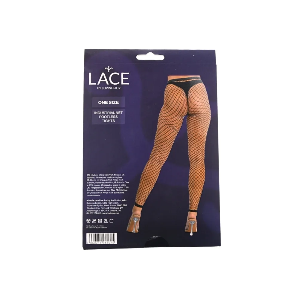 Lace by LJ Collants de Rede Industrial Sem Pés Tamanho Único Preto