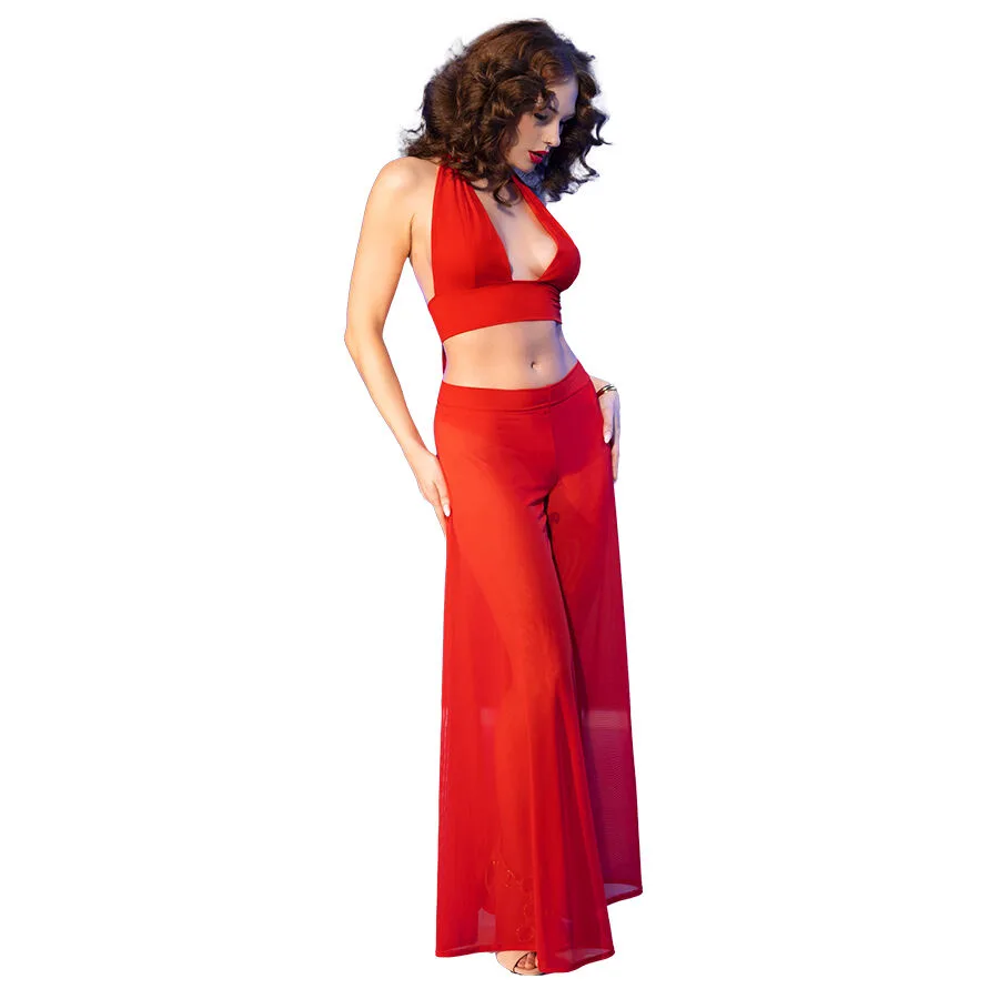 CHILIROSE - CR 4857 CONJUNTO DE BLUSA E CALÇA VERMELHA TAMANHO
