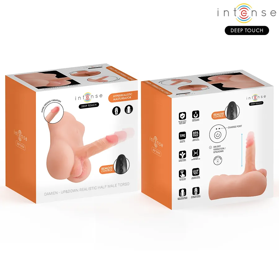 INTENSE DEEP TOUCH - TORSO DAMIEN COM DILDO REALISTA COM FUNÇÃO DE PRESSÃO E VIBRAÇÃO, CONTROLE REMOTO, 3,5 KG