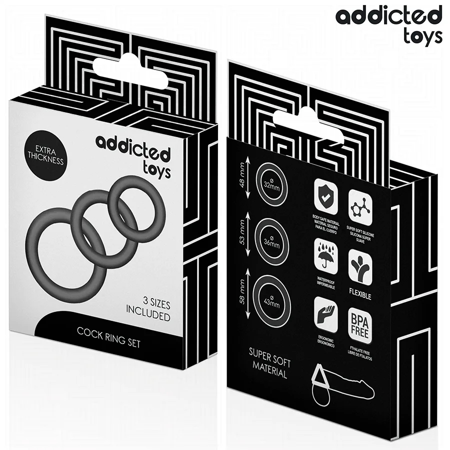 ADDICTED TOYS - CONJUNTO DE ANÉIS DE SILICONE MODELO 1