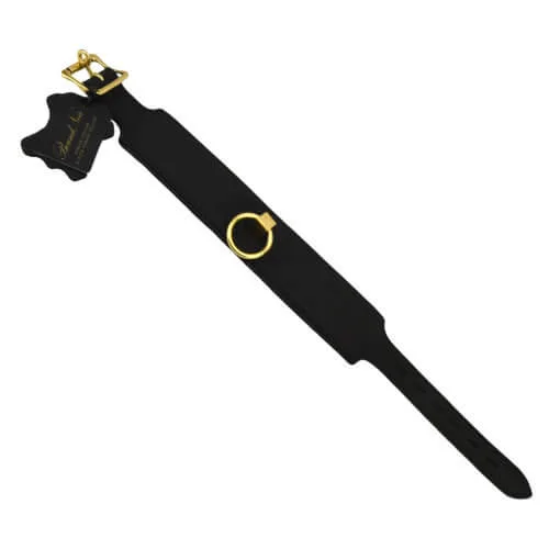 Bound Noir Coleira em Pele Nubuck com Argola O