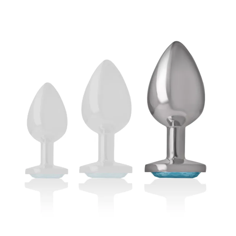 INTENSE - ALUMINUM METAL ANAL PLUG WITH BLUE CRYSTAL SIZE L