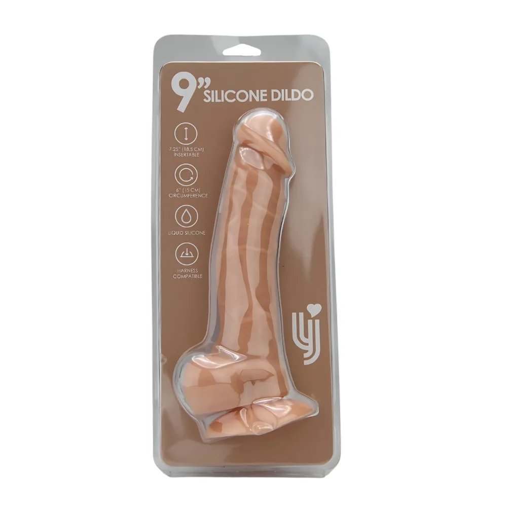 Loving Joy Dildo Realista de Silicone 9 Polegadas com Ventosa e Testículos Baunilha