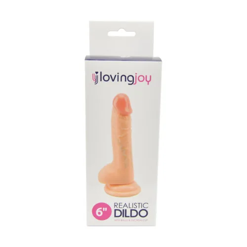 Loving Joy Dildo Realista com Testículos e Ventosa 6 Polegadas