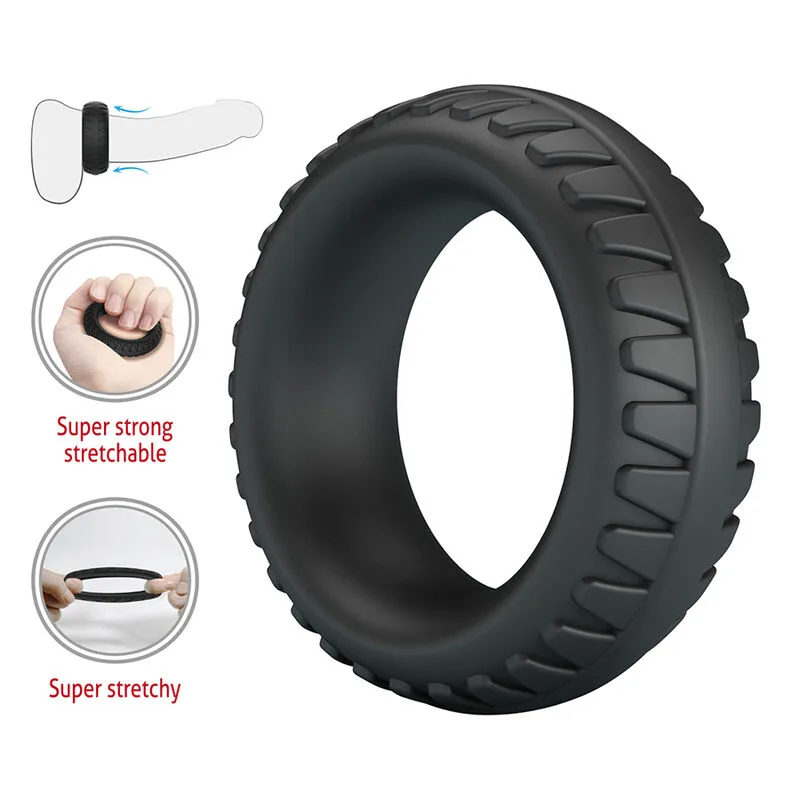 Crazy Bull - Merritt Textured Silicone Cock Ring Black