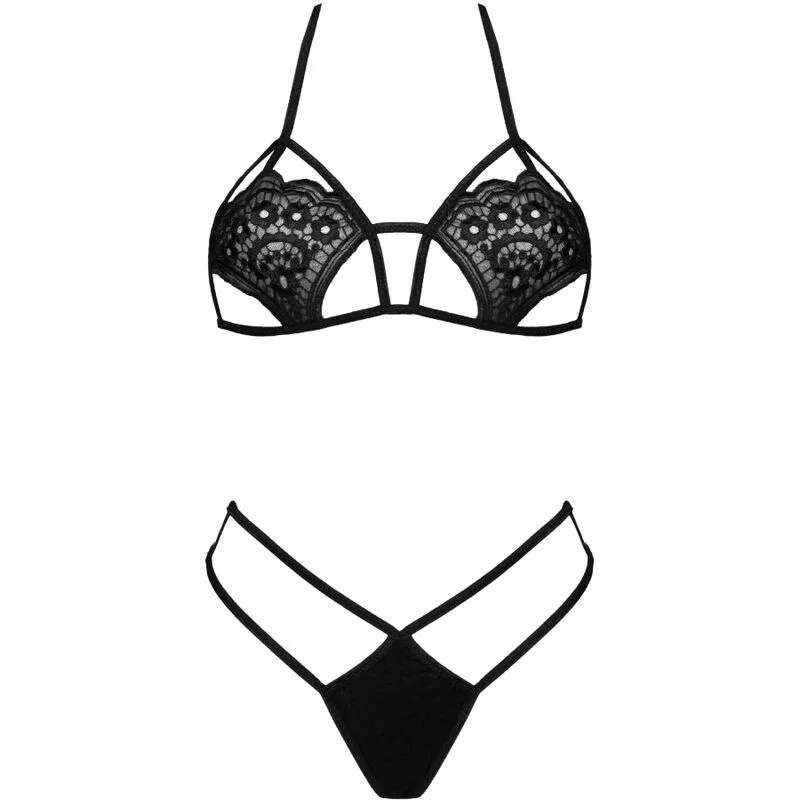LIVCO CORSETTI FASHION - JIMENA LC 20216 BRA + TANGA PRETO TAMANHO ÚNICO
