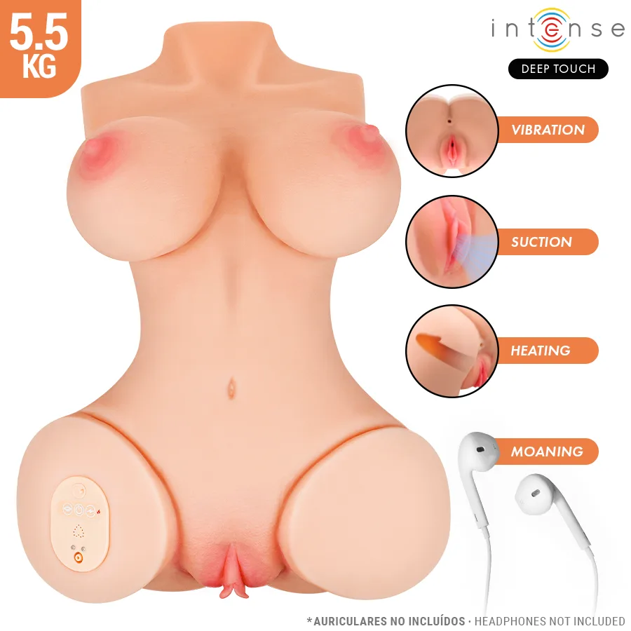 INTENSE DEEP TOUCH - VERO TORSO, VAGINA COM SUCÇÃO, CALOR, VIBRAÇÃO E EFEITOS DE VOZ COM CONTROLE REMOTO 5,5 KG