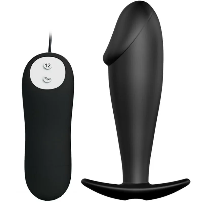 Pretty Love - Silicone Anal Plug Forma de Pénis e 12 Modos de Vibrao Preto