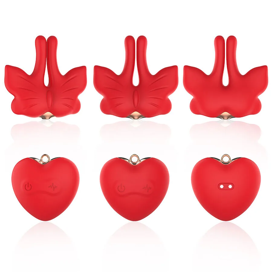 Armony - Grampos Magnéticos para Mamilos com Vibração Formato Borboleta Vermelho