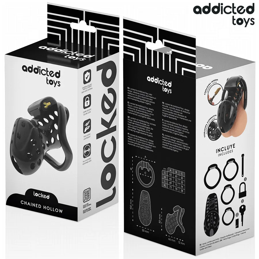 ADDICTED TOYS LOCKED - CHAINED HOLLOW PENIS CAGE 10.5 CM