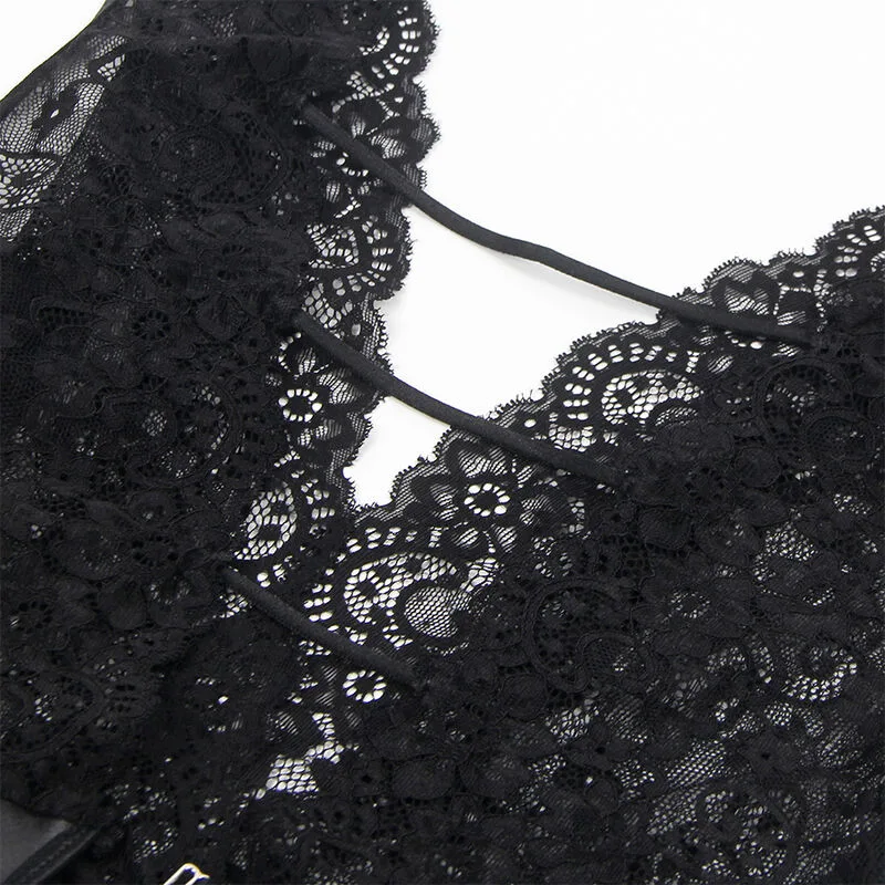 SUBBLIME - 954390 SEXY BODY WITH GARTER BELT BLACK L/XL