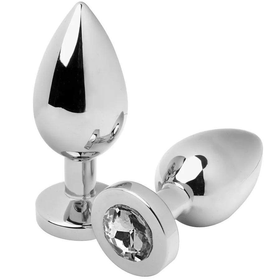 Metal Hard - Plug Anal Diamante Médio Transparente 7,62cm
