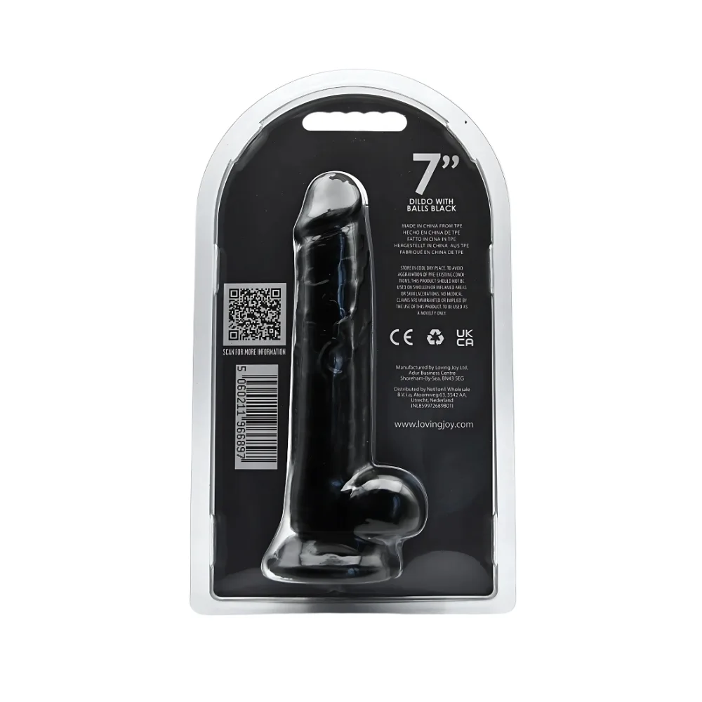 Loving Joy Dildo 7 Polegadas com Testículos Preto