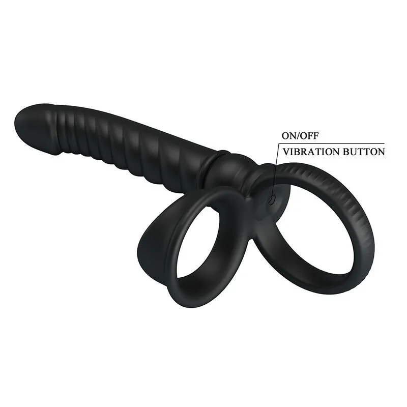 Pretty Love - Merritt Anal Vibrator with Ring and Vibration Black