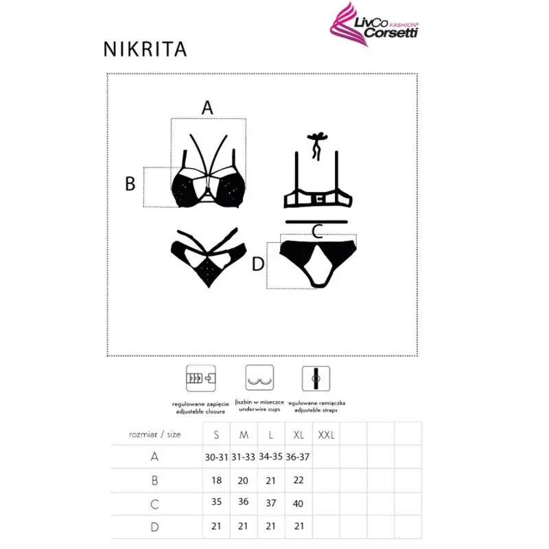 LIVCO CORSETTI FASHION - NIKRITA LC 90647 SUTIÃ + CALCINHA PRETA
