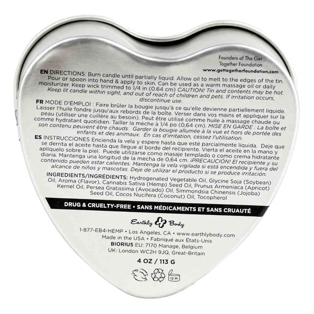 Earthly Body Vela de Massagem Comestível 3-em-1 Coração 4oz/113g