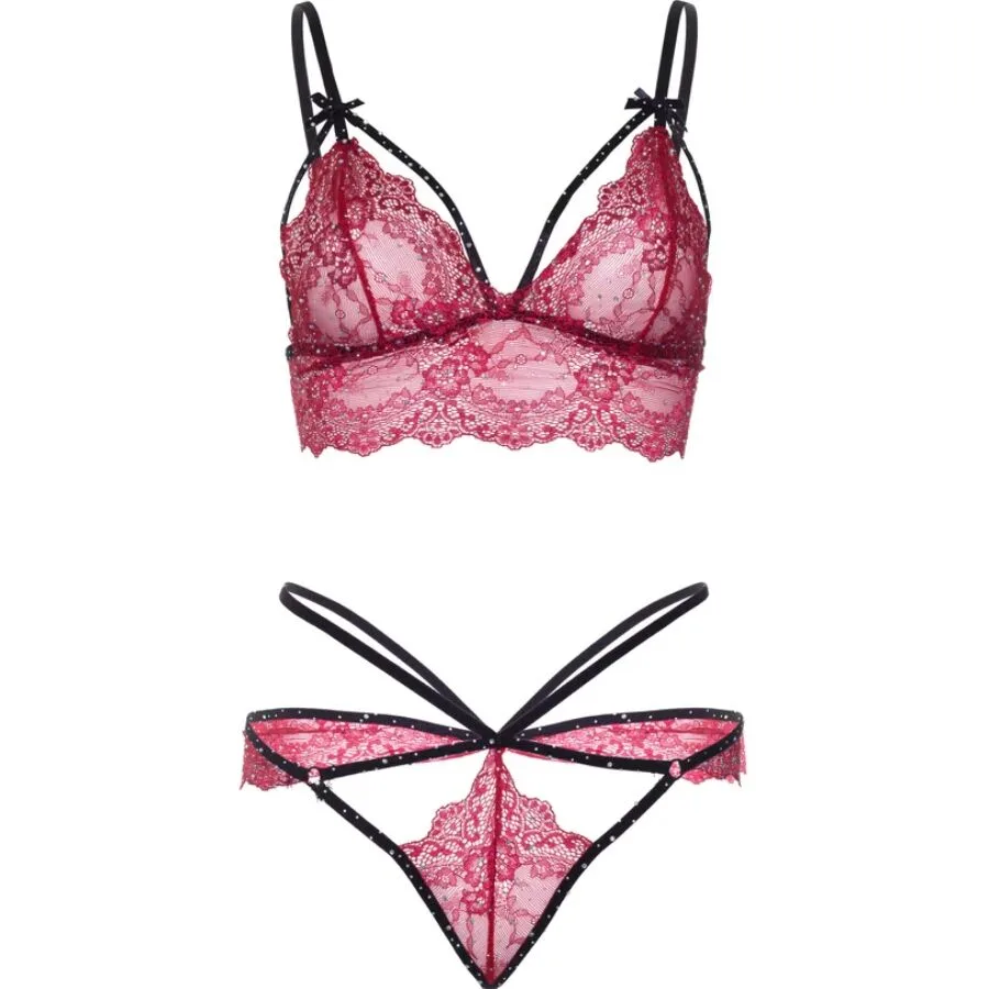 LEG AVENUE - 81623 CONJUNTO SUTIÃ + CALCINHA FIO DENTAL VINHO TAMANHO