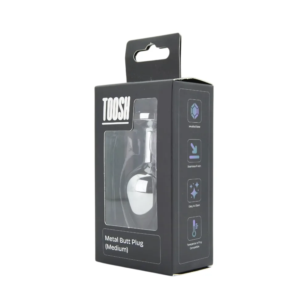 Toosh Plug Anal de Metal Prateado Médio Pedra Transparente