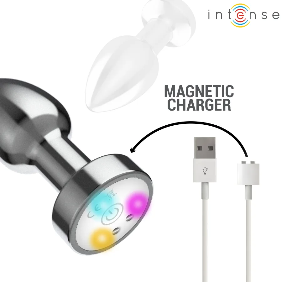 INTENSE - VIBRATING METAL ANAL PLUG WITH LED LIGHTS AND REMOTE CONTROL - SIZE M