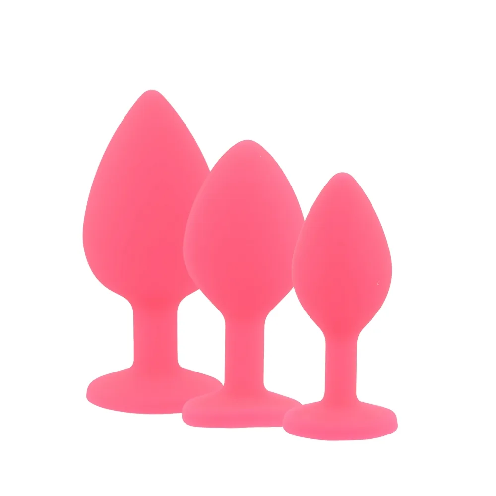 Toosh Plug Anal de Silicone Rosa Conjunto de 3 Pedra Transparente