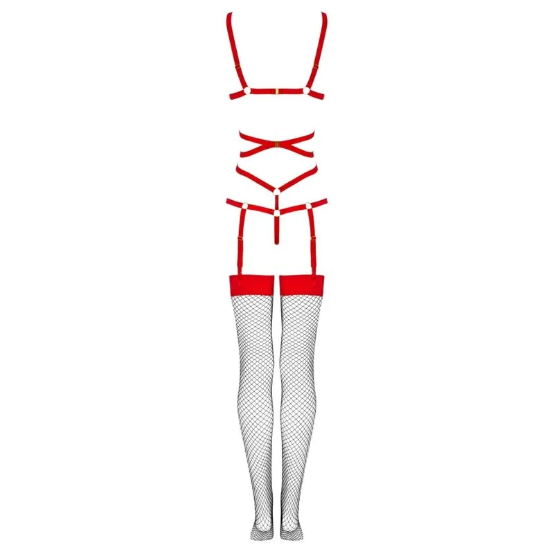 LIVCO CORSETTI FASHION - THIARA LC 20213 CONJUNTO CORPO + MEIAS VERMELHA