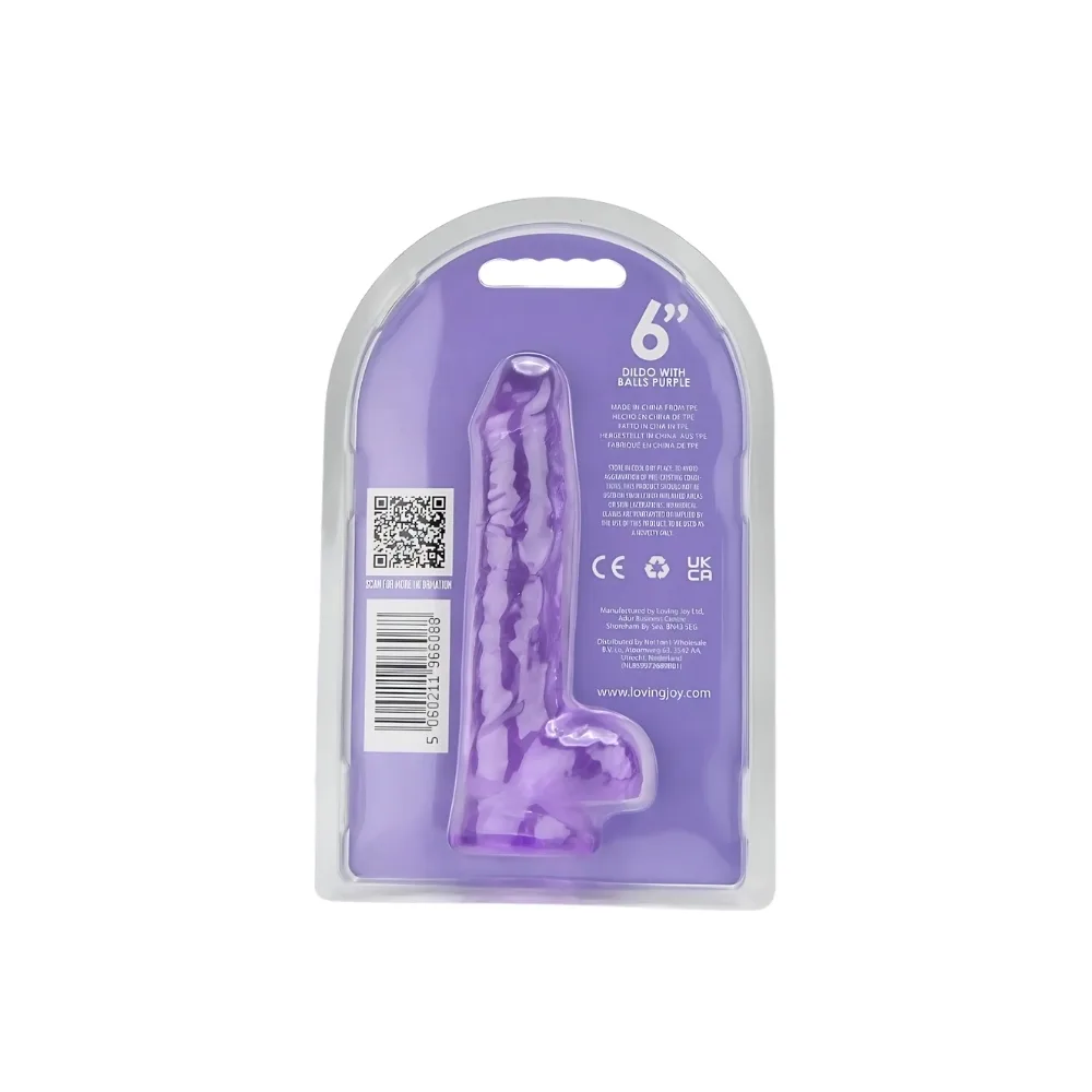 Loving Joy Dildo 6 Polegadas com Testículos Roxo