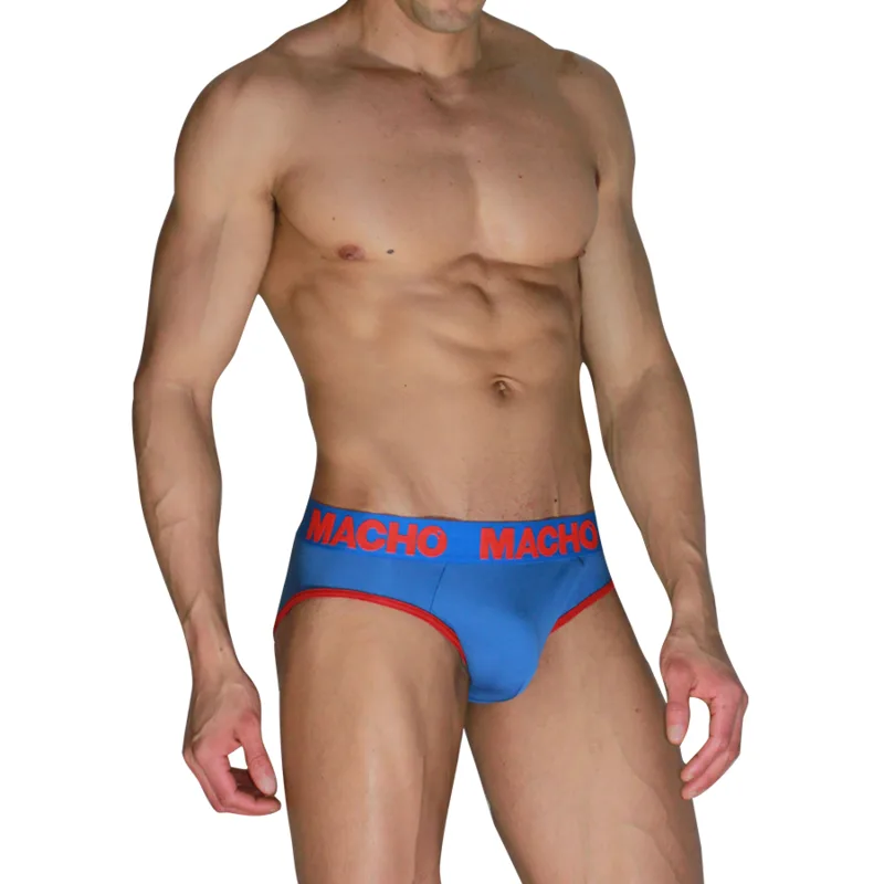 Macho - Mch005 Slip Clássico Azul + Vermelho L