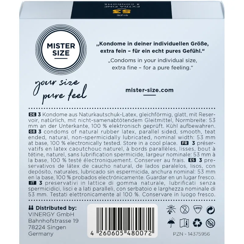 MISTER SIZE - PRESERVATIVO TAMANHO M 53 MM (3 UNIDADES)