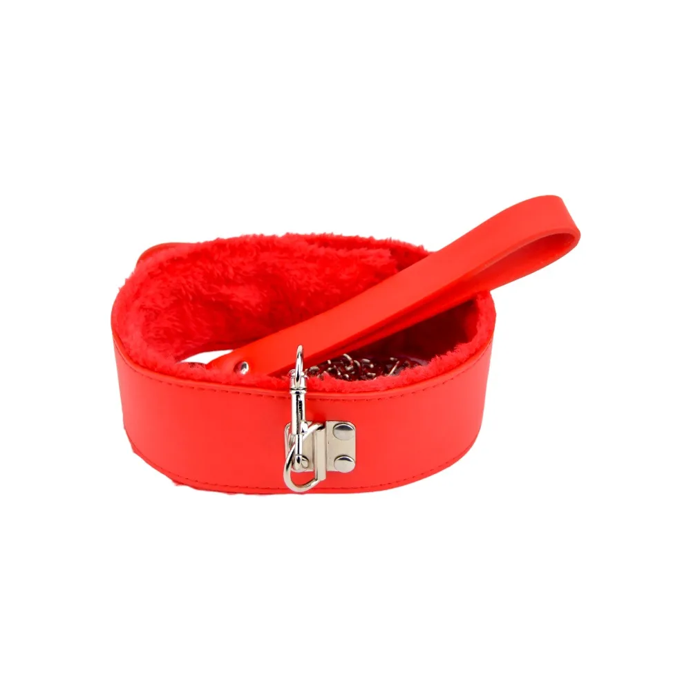 Bound to Please Coleira em Pelúcia com Trela Vermelho