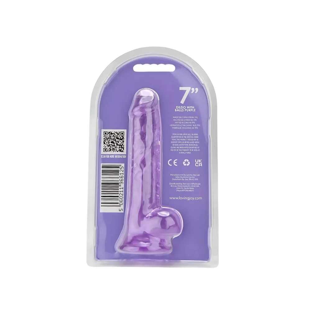 Loving Joy Dildo 7 Polegadas com Testículos Roxo