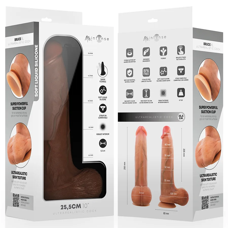Mr Intense - Bruce XL Dildor de Silicone com Testículos 25,5 cm -Ø- 5,5 cm