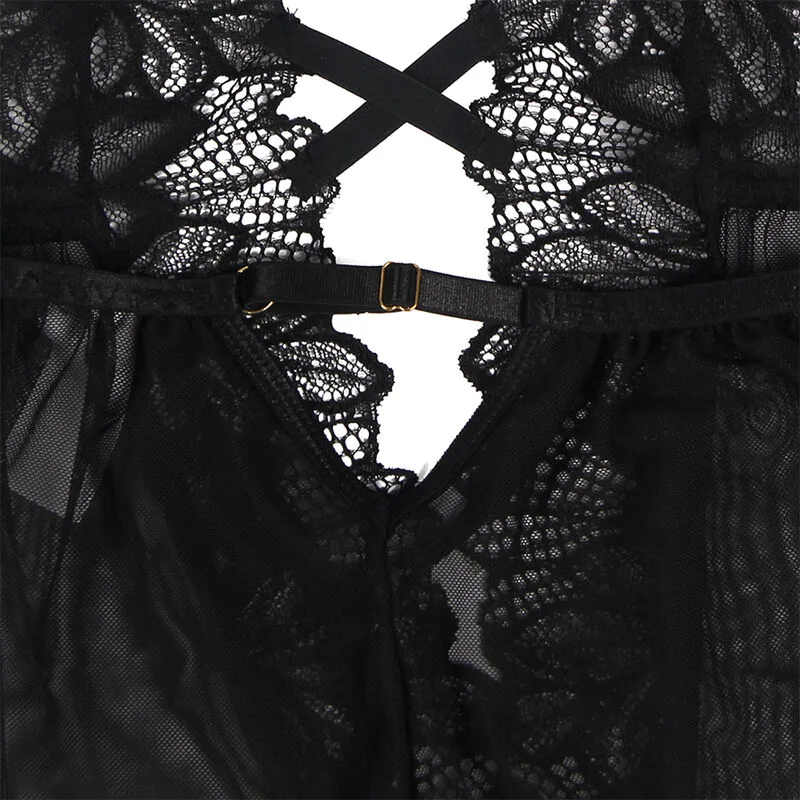 Subblime - Teddy Halter Neck Bare Back Lace Black