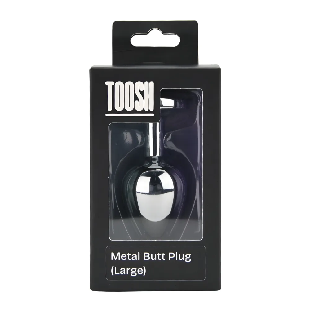 Toosh Plug Anal de Metal Prateado Grande Pedra Vermelha