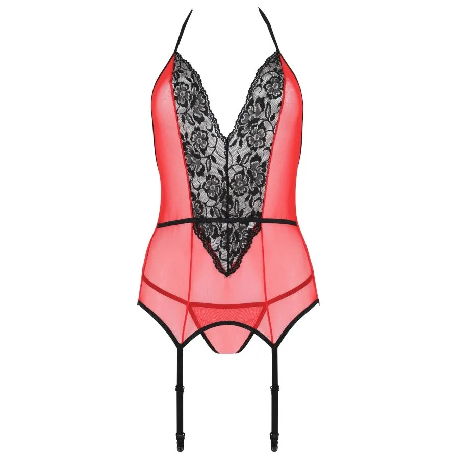 PASSION - PEONIA CORSET LINHA ERÓTICA VERMELHO